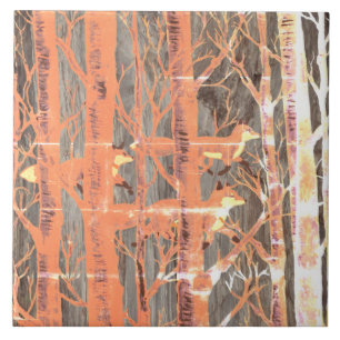 Vintages Kupfer Fox Holz auf grauem Stein gestört Fliese