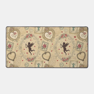 Vintages Kupiden-Romantisches Muster (1) Schreibtischunterlage