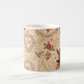 Vintages Kupiden-Romantisches Muster (3) Kaffeetasse (Mittel)