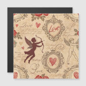 Vintages Kupiden-Romantisches Muster (3) Magnetkarte (Vorne/Hinten)