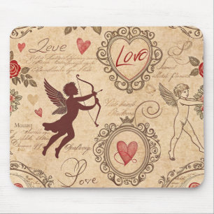 Vintages Kupiden-Romantisches Muster (3) Mousepad