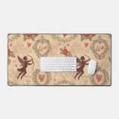 Vintages Kupiden-Romantisches Muster (3) Schreibtischunterlage (Tastatur & Maus)