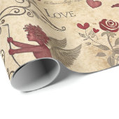 Vintages Kupiden-Romantisches Muster (5) Geschenkpapier (Rolleneckpunkt)