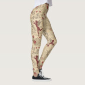 Vintages Kupiden-Romantisches Muster (5) Leggings (Rechts)