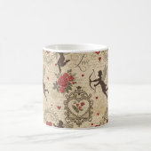 Vintages Kupiden-Romantisches Muster (6) Kaffeetasse (Mittel)