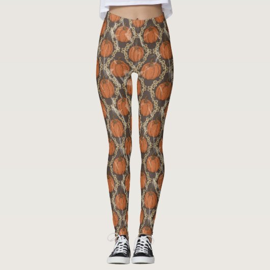 Vintages KürkPattern Halloween Leggings (Vorderseite)