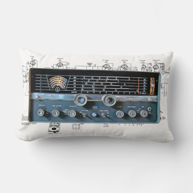 Vintages Kurzes Wave Radio Lumbar Kissen (Vorderseite)