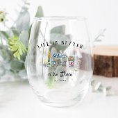 Vintages Küstenmeer | Personalisiertes Strandhaus Weinglas Ohne Stiel