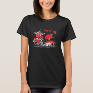 Vintages Kyoto Japan Antikes Tempel Landschaft Aut T-Shirt