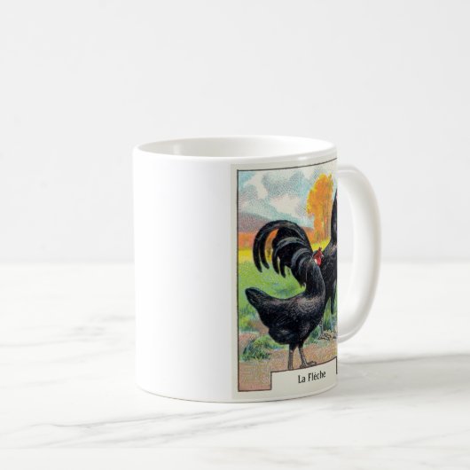 Vintages La Fleche Huhn Kaffeetasse (VorderseiteRechts)
