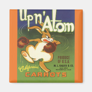 Vintages Label Art Boxing Rabbit, Up in Atom Carro Magnet