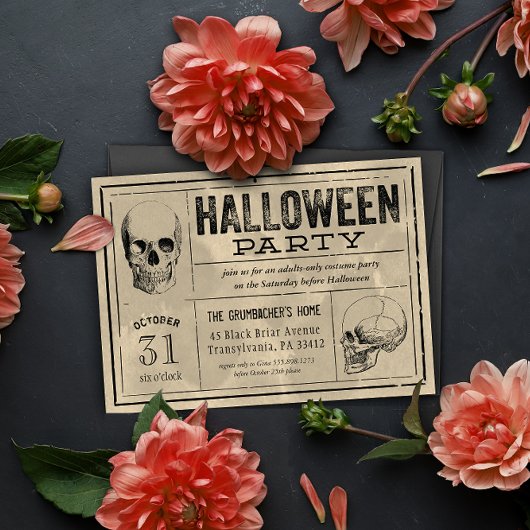 Vintages Label Halloween-Party Einladung Skulpture