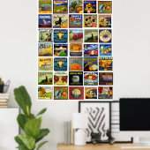 Vintages Label-Patchwork Poster (Heimbüro)