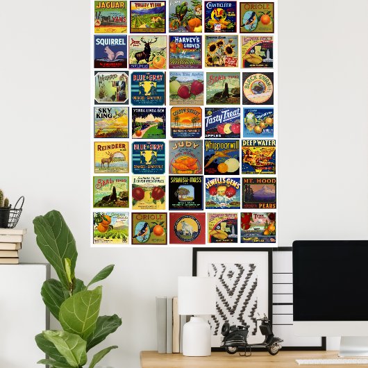 Vintages Label-Patchwork Poster (Heimbüro)