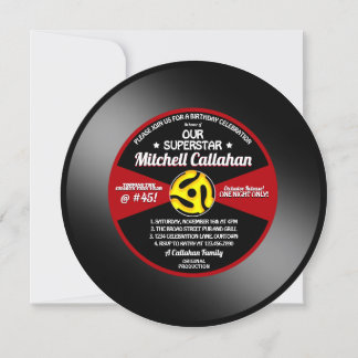 Vintages Label Vinyl 45 Record Geburtstagspartei Einladung