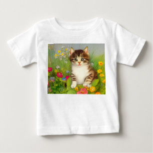 Vintages Lächeln Katze Illustration Baby T-shirt