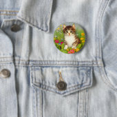 Vintages Lächeln Katze Illustration Button (Beispiel)