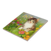 Vintages Lächeln Katze Illustration Fliese (Seite)