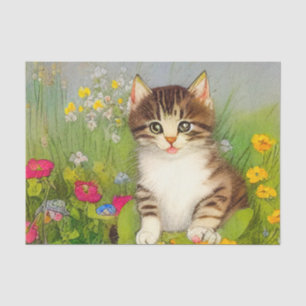 Vintages Lächeln Katze Illustration Seidenpapier