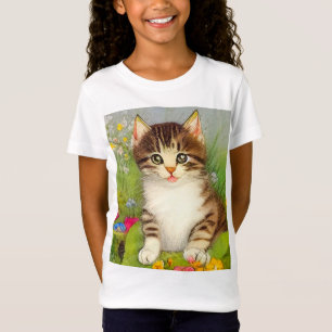 Vintages Lächeln Katze Illustration T-Shirt