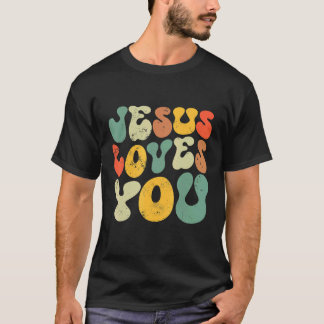 Vintages Lächeln Lieben Jesus Religious Glaube Chr T-Shirt
