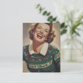 Vintages Lachen Weihnachten Postkarte (Stehend Vorderseite)