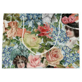 Vintages Lady Retro Botanisches Blume Muster Große Geschenktüte (Vorderseite)