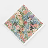 Vintages Lady Retro Botanisches Blume Muster Serviette (Ecke)