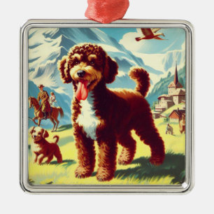Vintages Lagotto Romagnolo Dog Gemälde Ornament Aus Metall