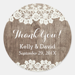Vintages Laked Barn Wood Rustic Wedding Vielen Dan Runder Aufkleber