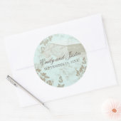 Vintages Land Barn Aqua Runder Aufkleber (Umschlag)