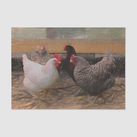 Vintages Land Barnyard Chicken Seidenpapier (Vorderseite)