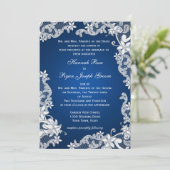 Vintages Land Blumendesign Blau Einladung (Stehend Vorderseite)