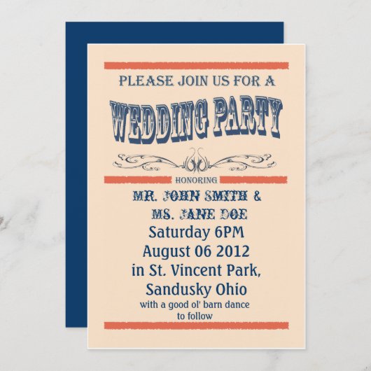 Vintages Land Hochzeitseinladung Einladung (Vorne/Hinten)