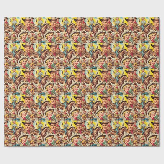 Vintages Land - Nahtlose Illustration Geschenkpapier (Flach)