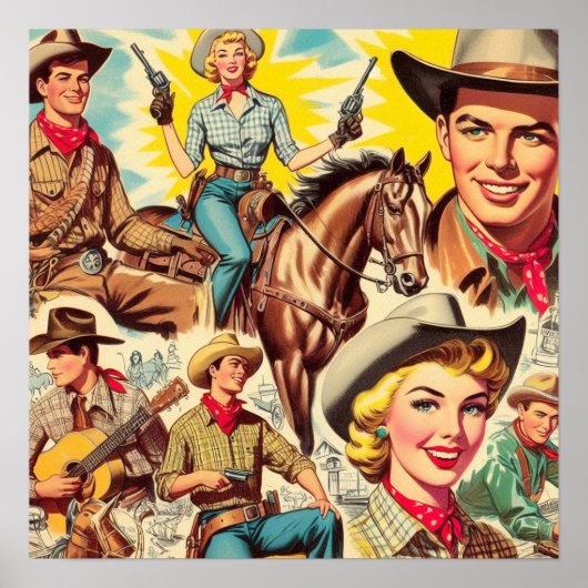 Vintages Land - Nahtlose Illustration Poster (Vorne)