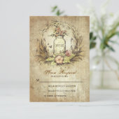 Vintages Land rustikale Mason jar Hochzeit RSVP Karte (Stehend Vorderseite)