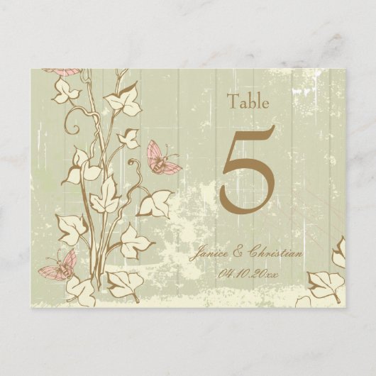 Vintages Land rustikale Sahne Hochzeit Tischnummer (Vorderseite)