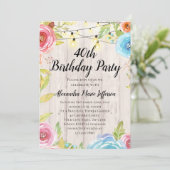 Vintages Land Rustikale Saitenbeleuchtung 40. Gebu Einladung (Stehend Vorderseite)