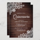 Vintages Land Rustikaler Wald Spitze Quinceanera Einladung (Vorne/Hinten)
