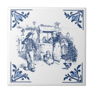 Vintages Land Wasser gut blau und weiß Fliese