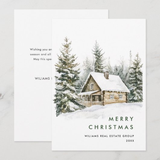 Vintages Land Weihnachtsbaum Unternehmen Feiertagskarte (Vorne/Hinten)