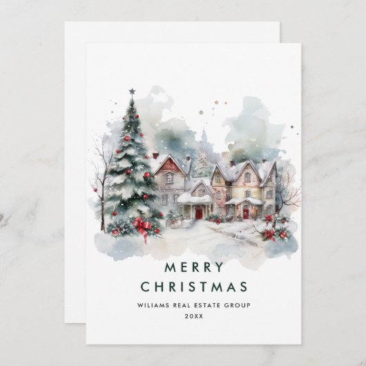 Vintages Land Weihnachtsbaum Unternehmen Feiertagskarte (Vorne/Hinten)