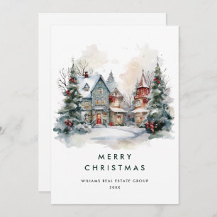 Vintages Land Weihnachtsbaum Unternehmen Feiertagskarte