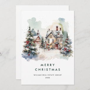 Vintages Land Weihnachtsbaum Unternehmen Feiertagskarte