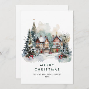 Vintages Land Weihnachtsbaum Unternehmen Feiertagskarte