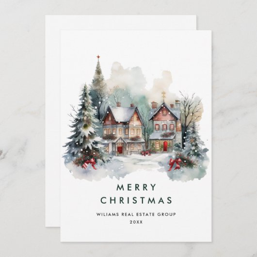 Vintages Land Weihnachtsbaum Unternehmen Feiertagskarte (Vorne/Hinten)