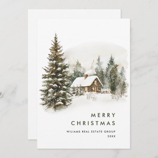 Vintages Land Weihnachtsbaum Unternehmen Feiertagskarte (Vorne/Hinten)