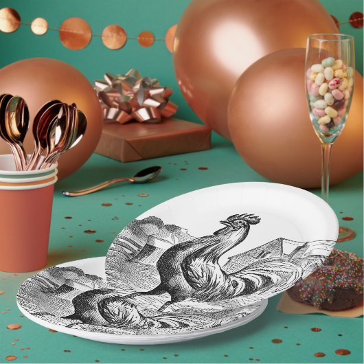 Vintages Landbauernhof-Hahn-Party Pappteller (Multi)