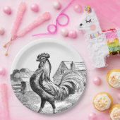 Vintages Landbauernhof-Hahn-Party Pappteller (Party)